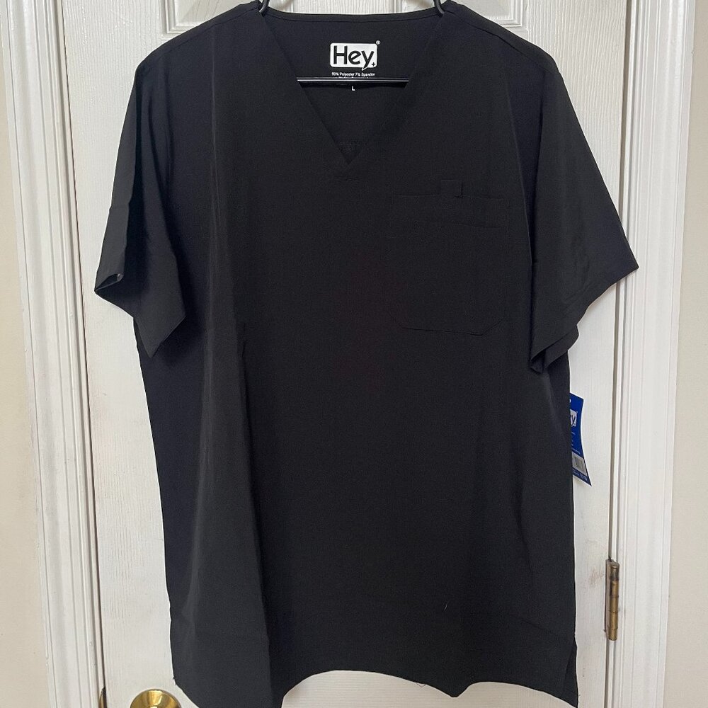 Hey Large Black Men's Scrub Top